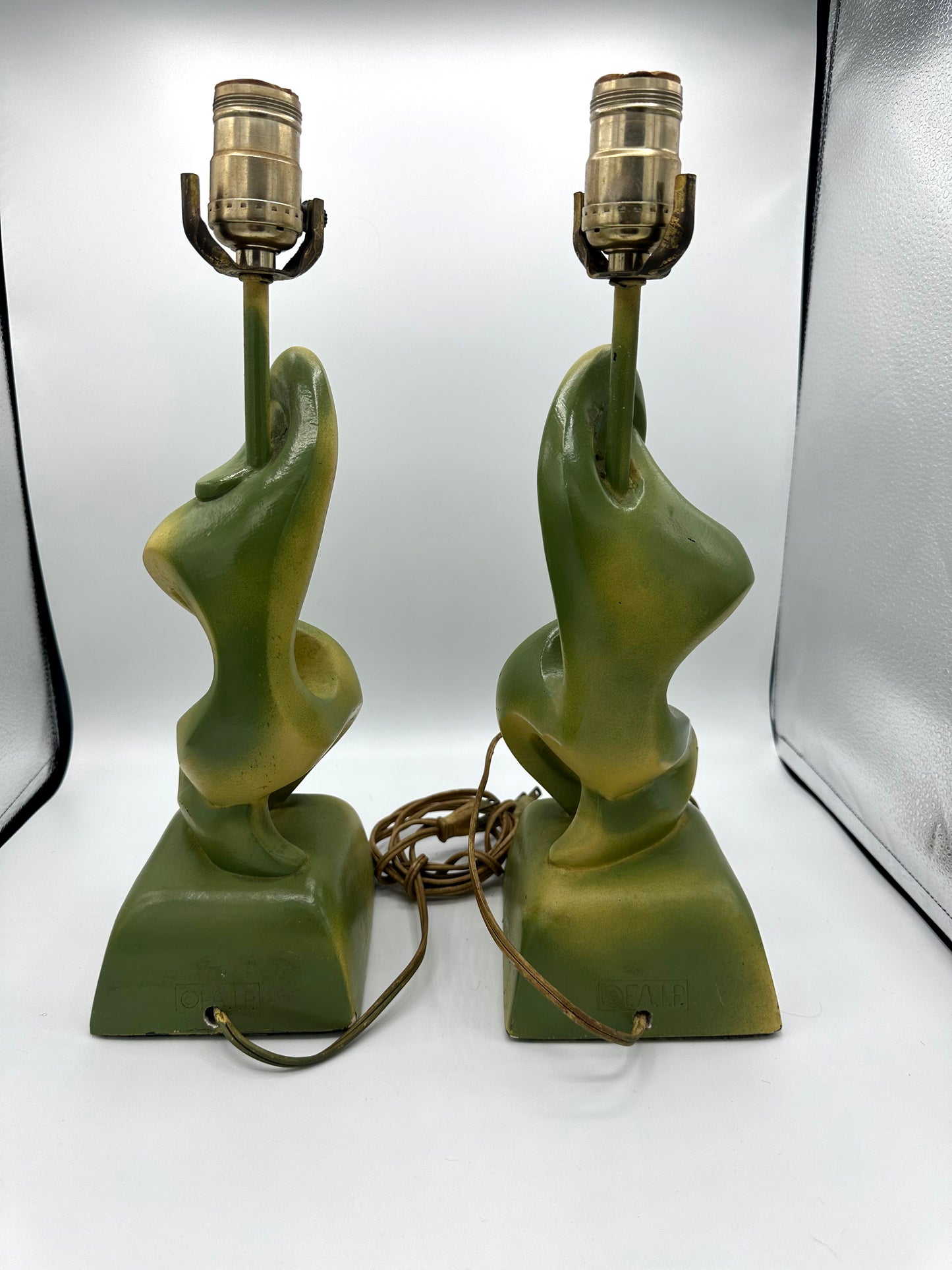 Mid Century Modern Weinberg Style Pair of Lamps by Faip