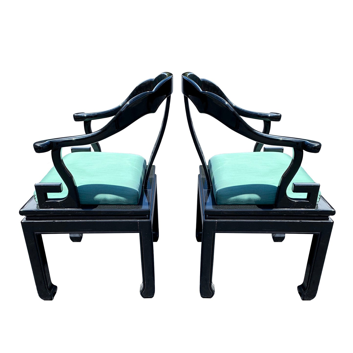 Vintage Pair of Greek Key Ming Lounge Chairs