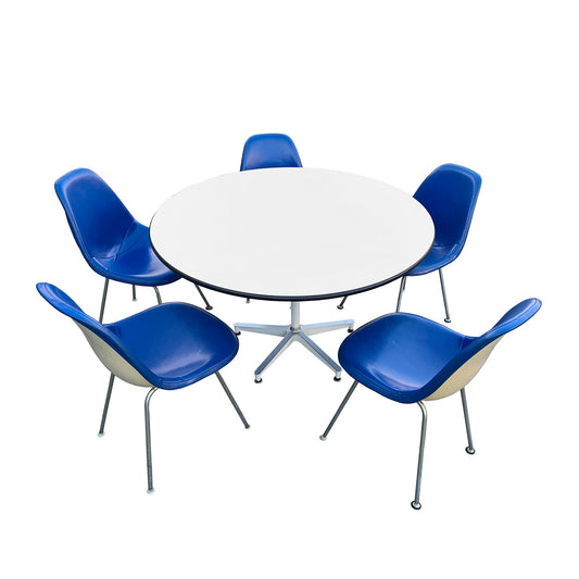 Charles Eames Blue Herman Miller Shell Chairs and Early Eames 650 Table
