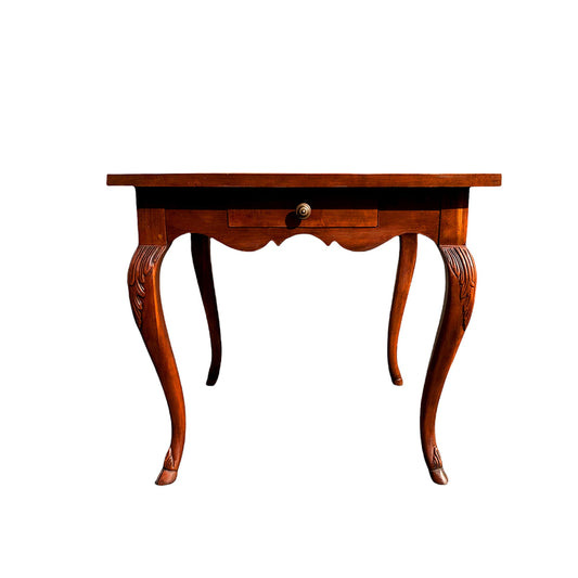 Baker Inlay Wood Top Cabriole Leg Table