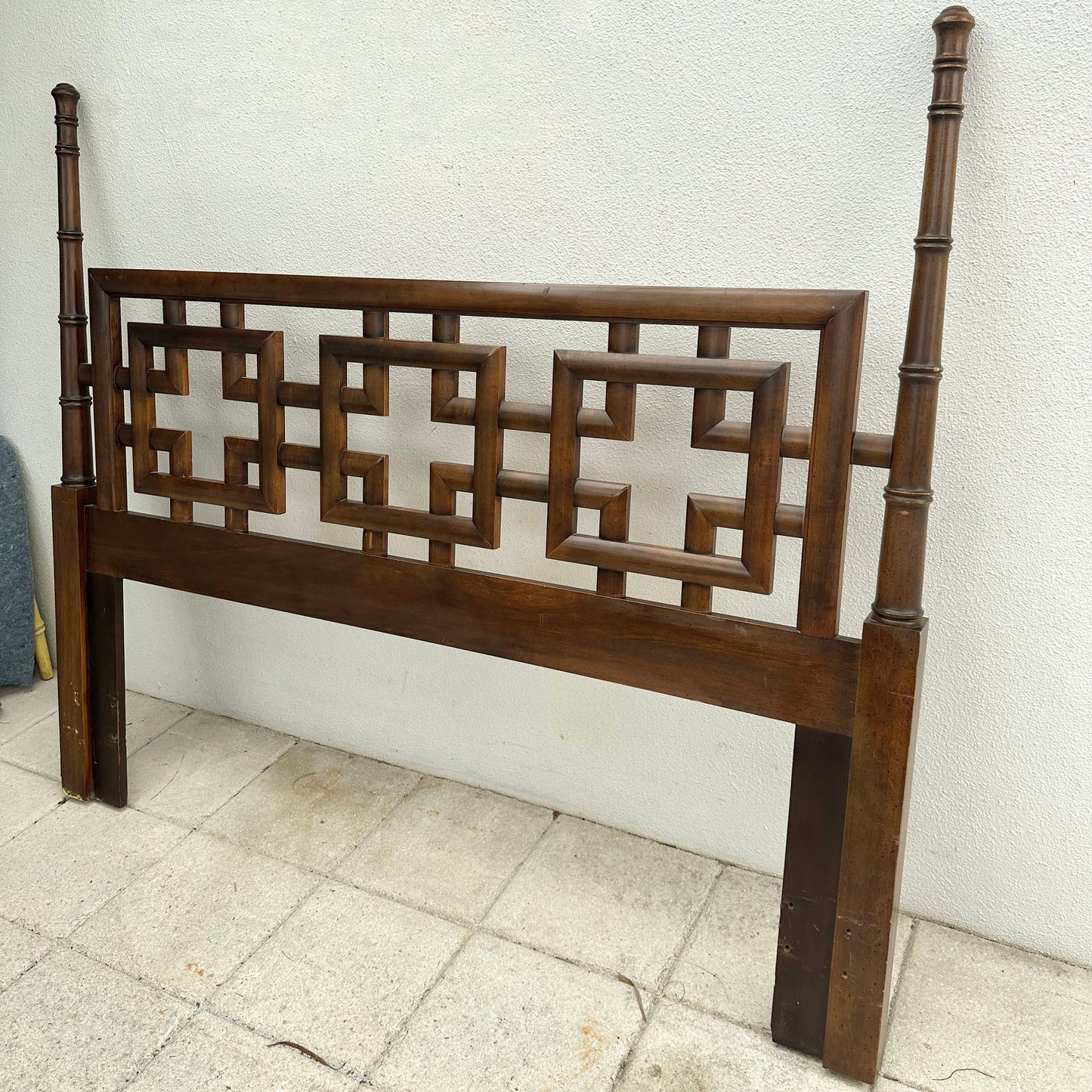 Shangri-La Dixie Chippendale Queen Headboard Hollywood Regency Fretwork